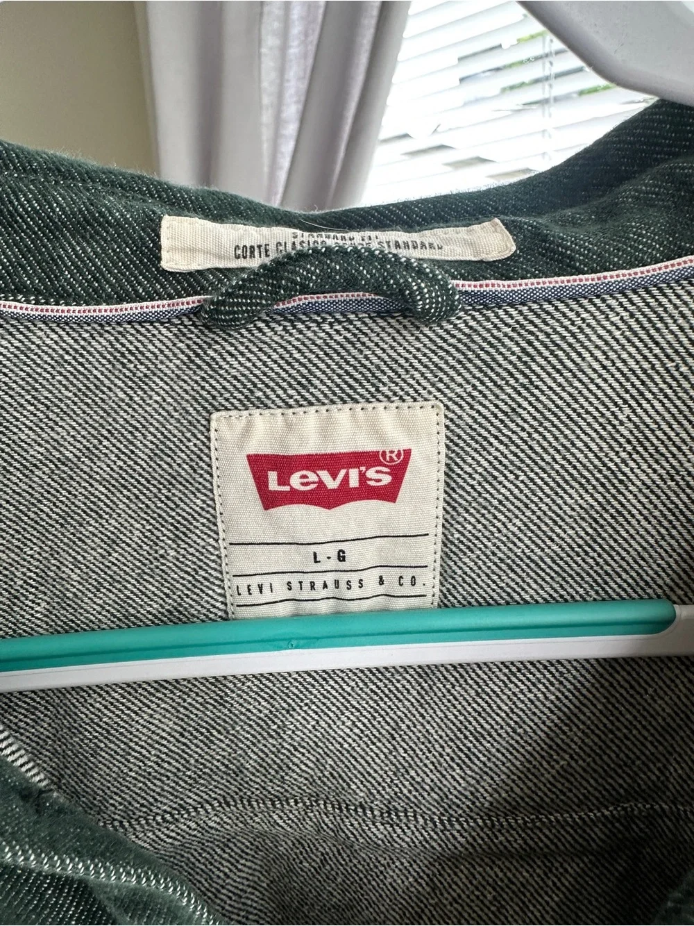 Levi's Forest Green Pullover Shirt with Red Logo
